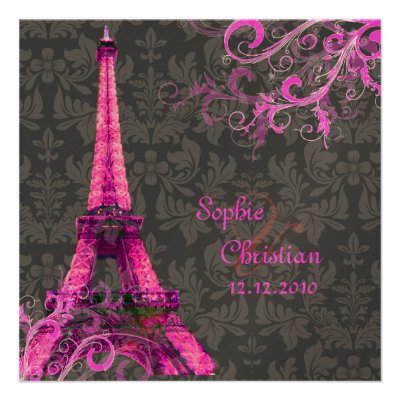 PixDezines La Tour Eiffel+Swirls Personalized Invitation
