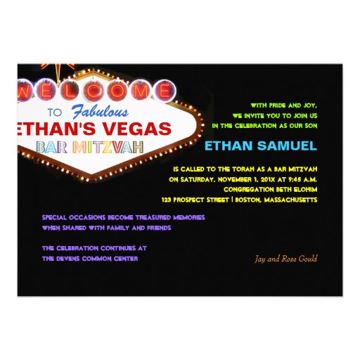 PixDezines las vegas bar Mitzvah Custom Invites