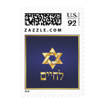 PixDezines l'chaim postage, customizable text.