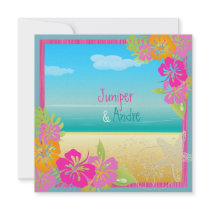 PixDezines leis/hibiscus, beach/diy color Personalized Announcements