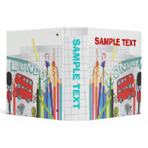 PixDezines London Bus Doodles Vinyl Binders