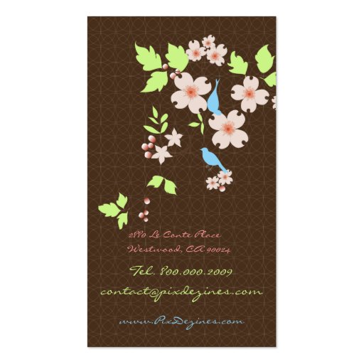 PixDezines love birds+dogwood branch/diy colors Business Card Template (front side)