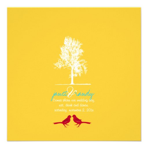 PixDezines Love Birds, Red, Oak Tree/DIY color! Personalized Invitation
