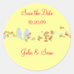 PixDezines love birds/save date/DIY background Round Stickers