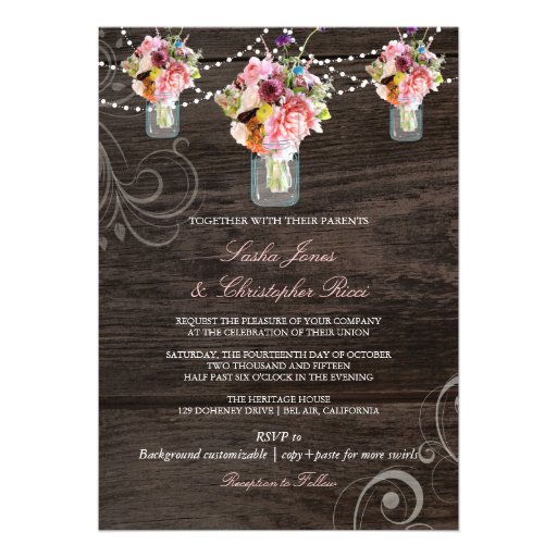 PixDezines mason jars/wood panels Invites