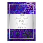 PixDezines mod stars/Bar Mitzvah/violet/silver invitations