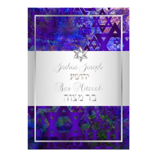 PixDezines mod stars/Bar Mitzvah/violet/silver Custom Invites