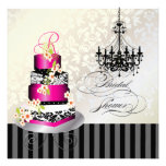 PixDezines monogram bridal, hot pink cake Personalized Invitation