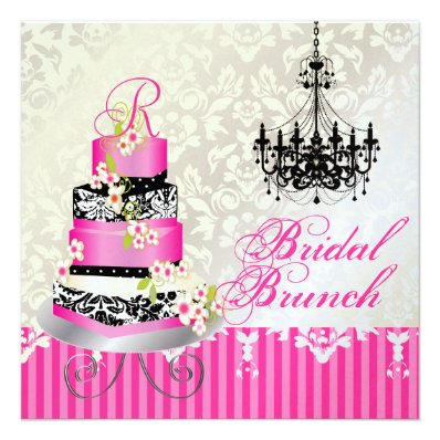 PixDezines monogram bridal, pink wedding cake Invitations