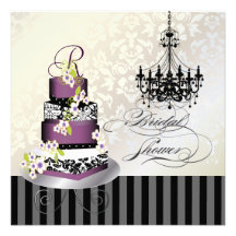 PixDezines monogram bridal, plum pudding cake Invitations