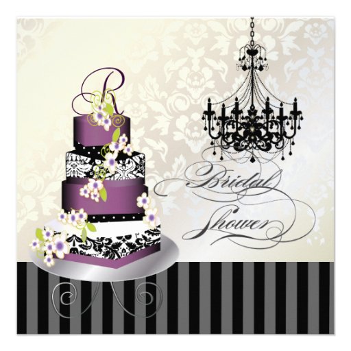 PixDezines monogram bridal, plum pudding cake Invitations