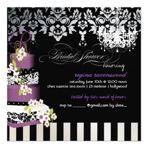 PixDezines monogram bridal, plum pudding cake Invitations
