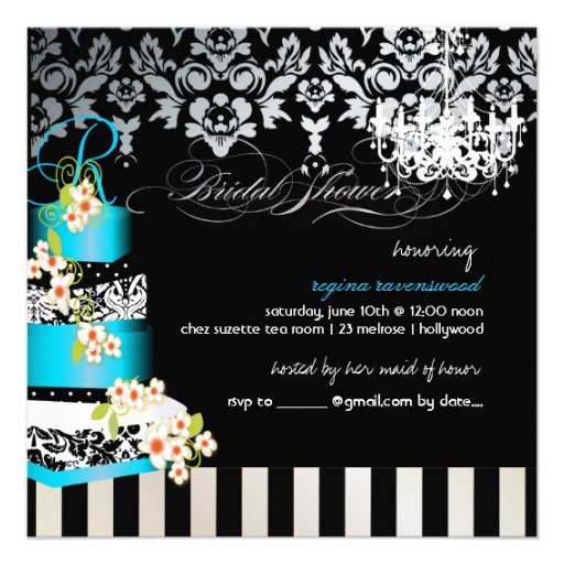 PixDezines monogram bridal shower, blue cake Personalized Announcement