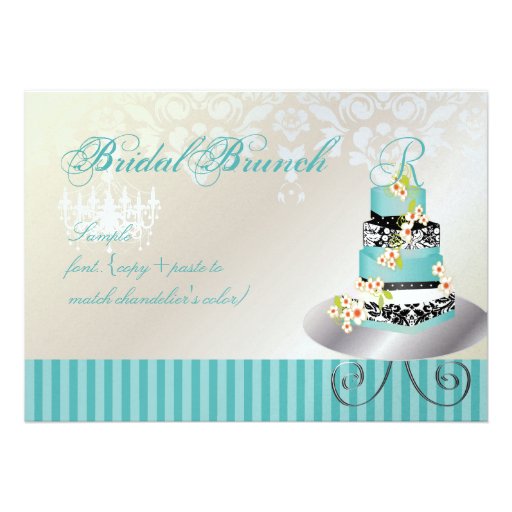 PixDezines monogram bridal, teal wedding cake Custom Invites
