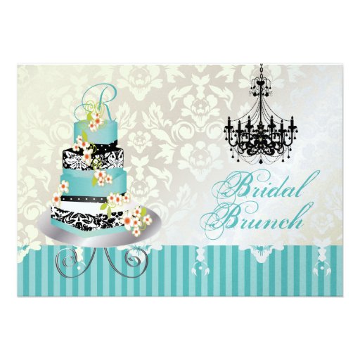PixDezines monogram bridal, teal wedding cake Custom Invites
