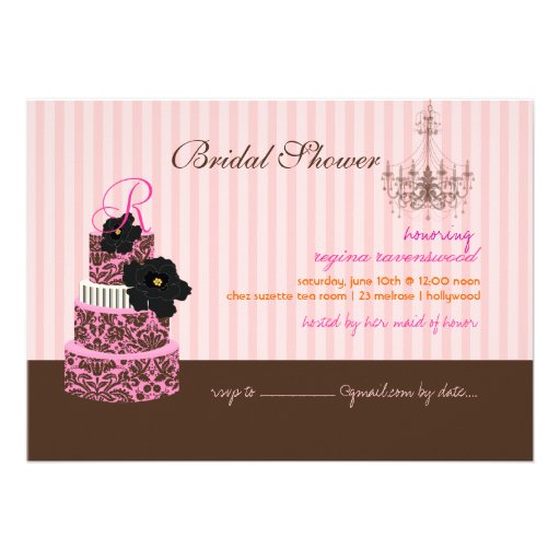 PixDezines monogram cake, bridal shower Announcements