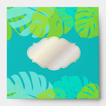 PixDezines Monstera Leaves/DIY color/aqua/lime Envelopes