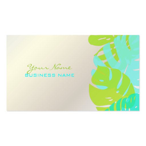 PixDezines Monstera, retro tropical foliage Business Card Templates (back side)