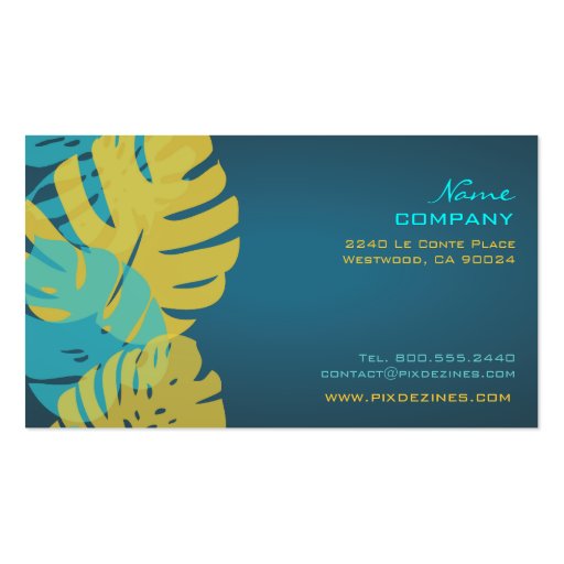PixDezines Monstera, retro tropical foliage Business Card Template (front side)