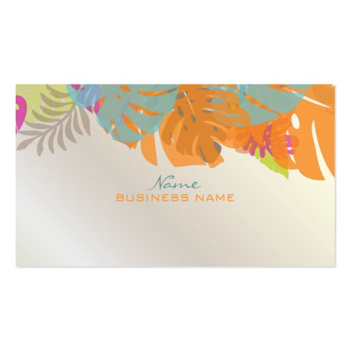 PixDezines Monstera, retro tropical foliage Business Card Template (back side)
