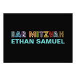 PixDezines neon bar mitzvah invitations