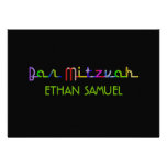 PixDezines neon lights bar mitzvah invitations