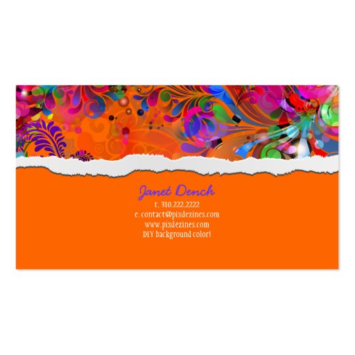PixDezines neon retro swirls/diy background colors Business Card Templates (back side)