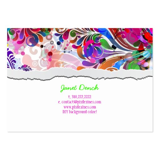 PixDezines neon retro swirls/diy background colors Business Card Template (back side)