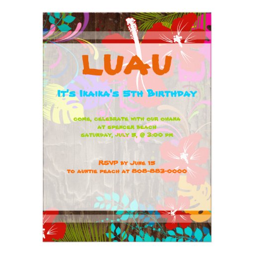 PixDezines Ohana Luau Personalized Announcement