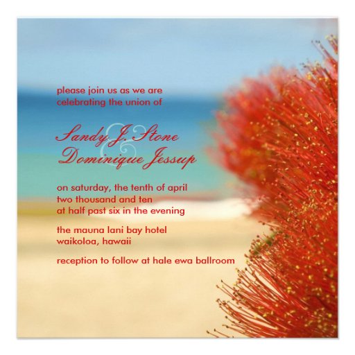 PixDezines Ohia/beach/tropical wedding Custom Announcements
