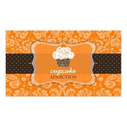 PixDezines orange chocolate cupcake/pâtisserie Business Card (front side)