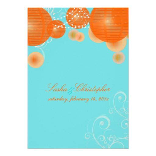 PixDezines orange lanterns/diy background color Invitations