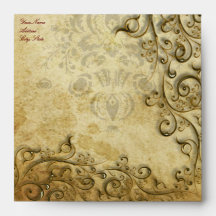 PixDezines Ornamental Black Gold Swirls Envelopes