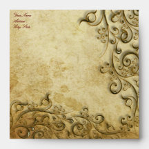 PixDezines Ornamental Black Gold Swirls Envelopes