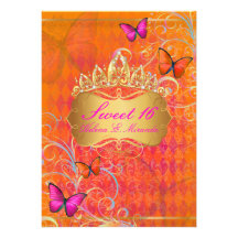 PixDezines Papillon Sweet 16/Rainbow Swirls Personalized Invitation