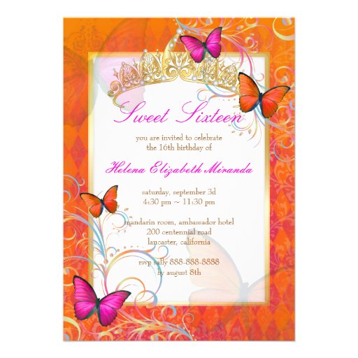 PixDezines Papillon Sweet 16/Rainbow Swirls Personalized Invitation