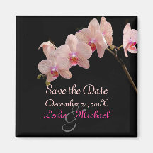 PixDezines Peach Orchid, Save the Date Refrigerator Magnet