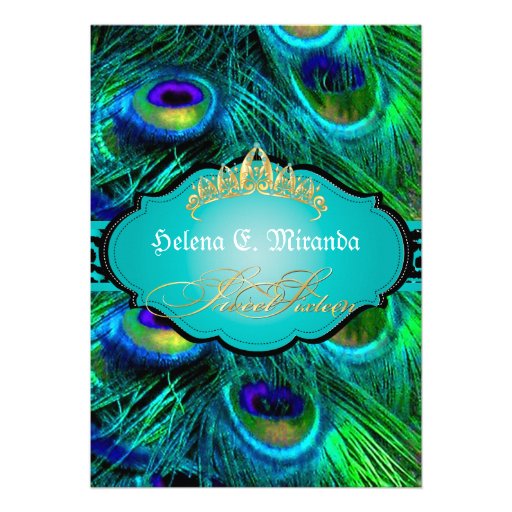 PixDezines peacock+cheetah/sweet sixteen Personalized Invitations