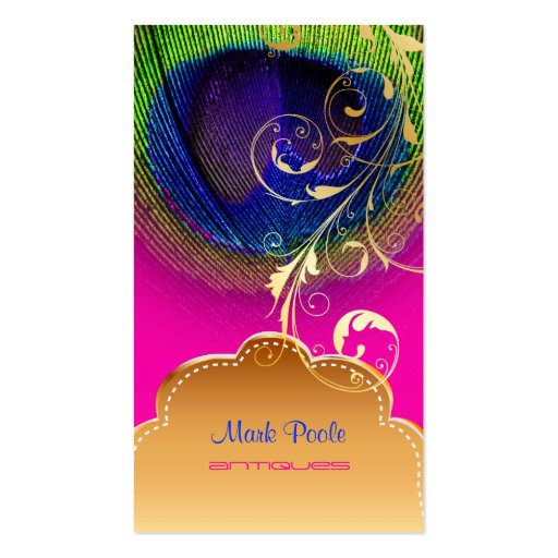 PixDezines Peacock eye+filigree swirls Business Card (front side)
