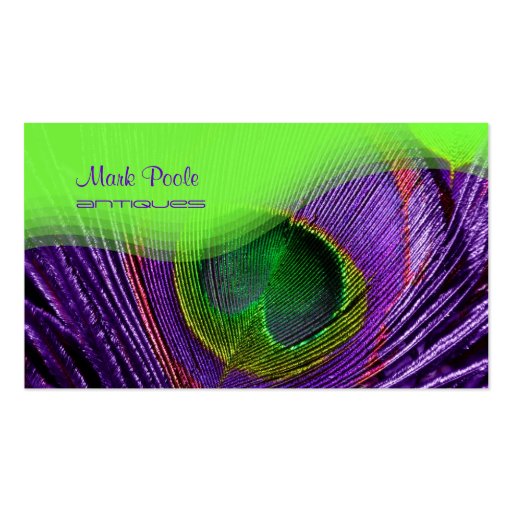 PixDezines Peacock feather business cards (front side)