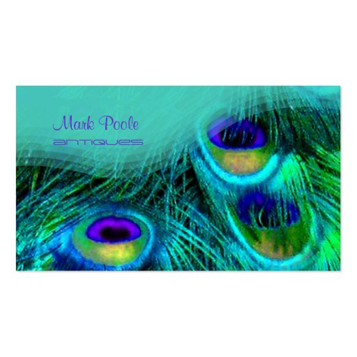 PixDezines Peacock feather business cards (front side)