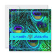PixDezines Peacock feather /psychedelic colors invitation