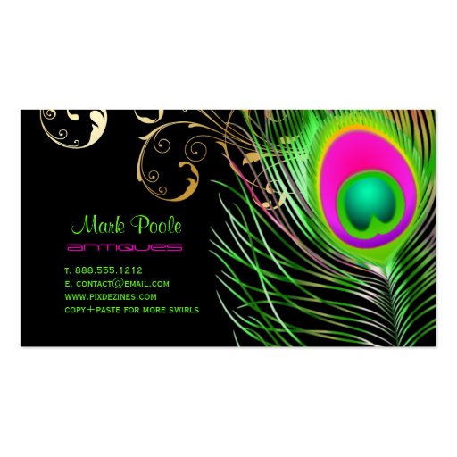 PixDezines Peacock+filigree swirls/diy background Business Card Templates (back side)
