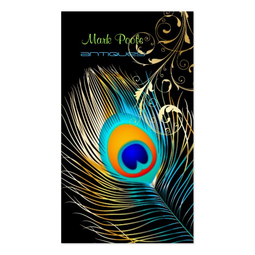 PixDezines Peacock+filigree swirls/diy background Business Card (front side)