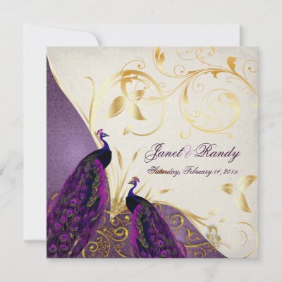PixDezines Peacock filigree swirls purple DIY Personalized Invitations by 