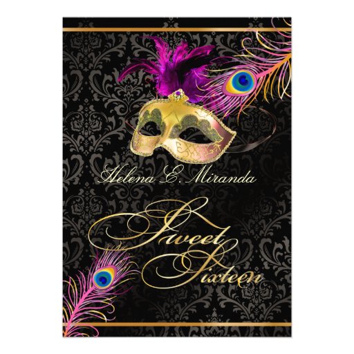 PixDezines peacock sweet 16 masquerade/DIY color!! Personalized Invitation