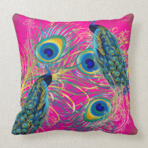 PixDezines peacocks/diy background colors Throw Pillow