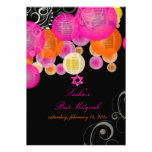 PixDezines pink+orange lanterns/bat mitzvah invitations