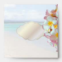 PixDezines Pink Plumeria/beach/tropical wedding Envelopes