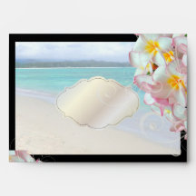 PixDezines Pink Plumeria/beach/tropical wedding Envelope